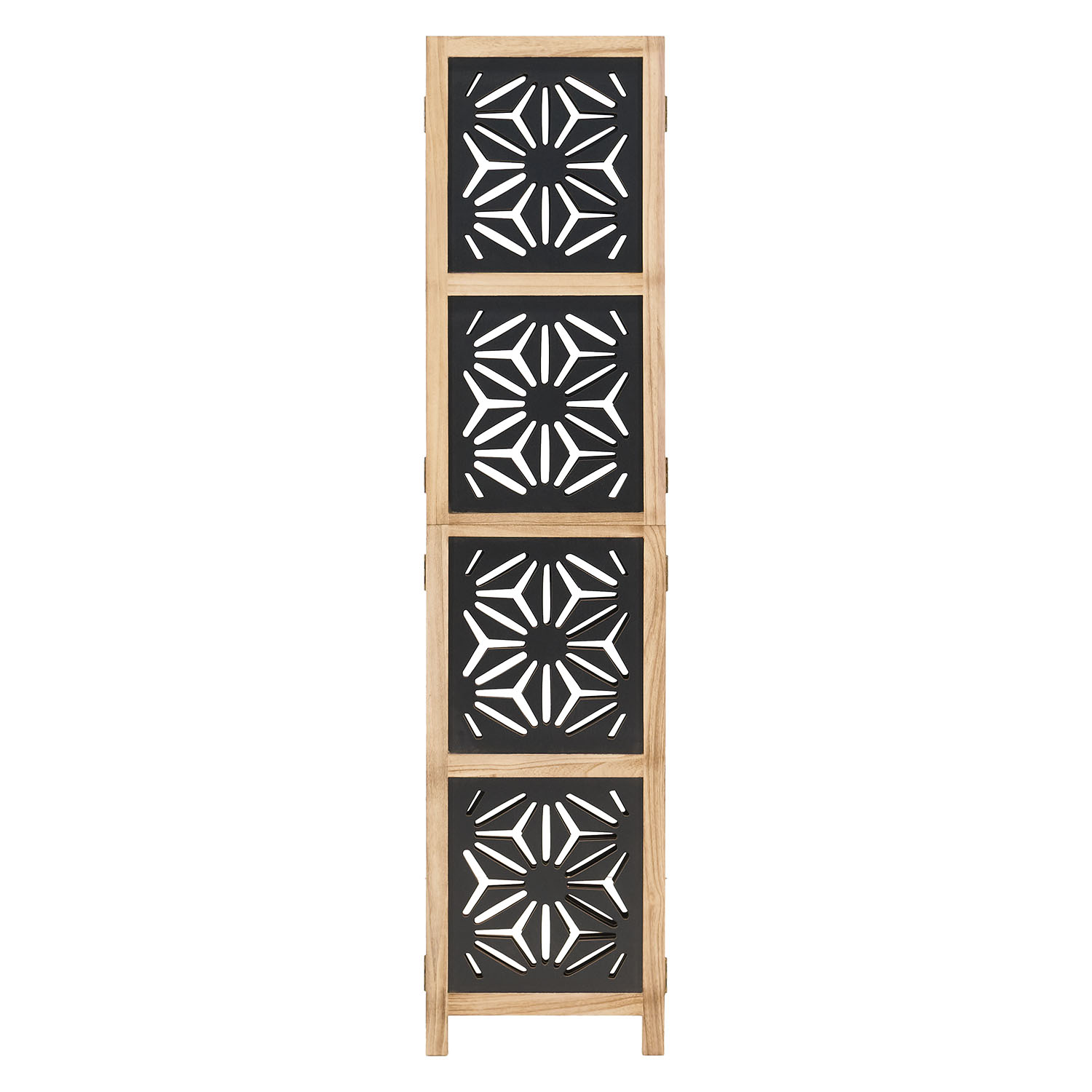 3-Panel "Nature" Folding Screen – Room Divider with Black Accents
