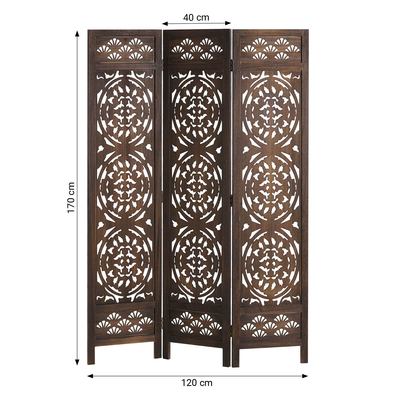 Paravent Brown Design | 3-panel | Wood | Decorative Room Divider | Partition Privacy Screen