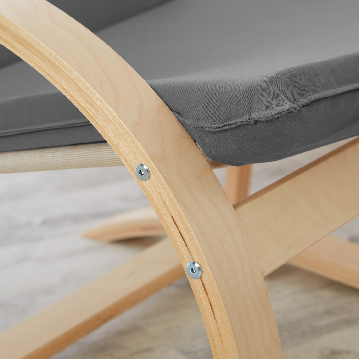 Relaxsessel Grau | without Footrest | Natural Wood | Glider Rocking Chair Nursing Chair Recliner