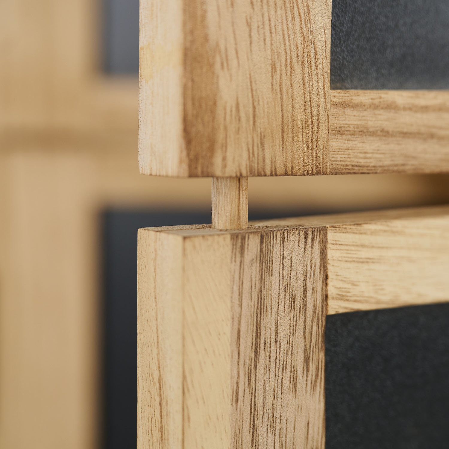 3-Panel "Nature" Folding Screen – Room Divider with Black Accents
