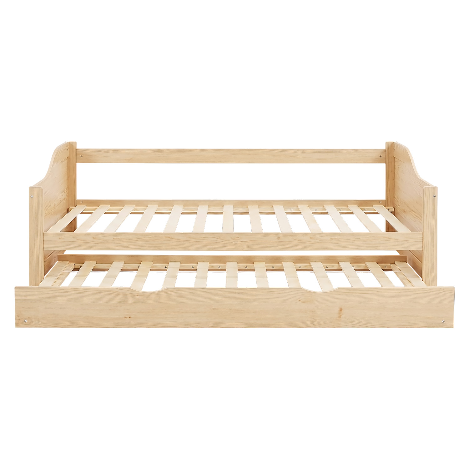 Wood Bed 90x200 cm Natural | Extendable | Cabin Bed | with Mattress | Kids Youth Guest Bedroom