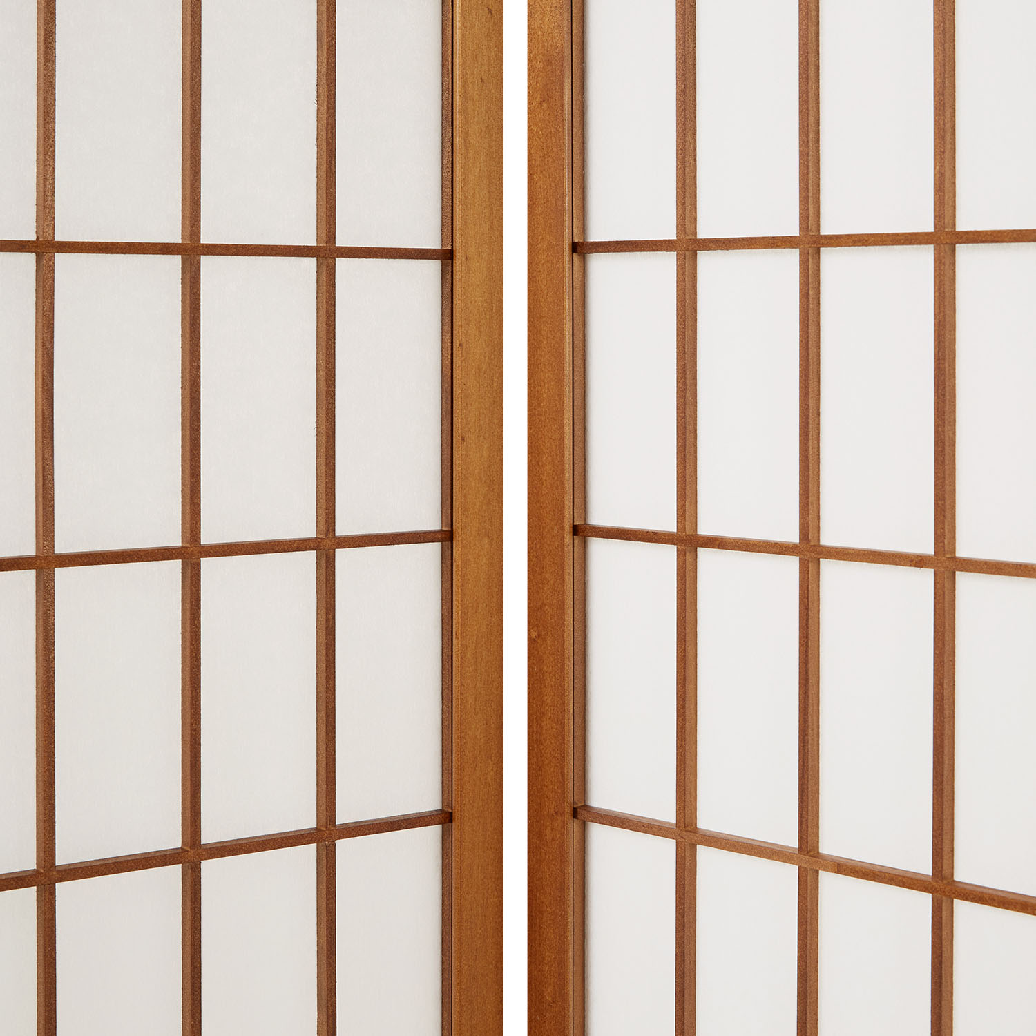 Light Brown Shoji Rice Paper Screen | 4-panel | Wood | Room Divider, Partition, Privacy Screen