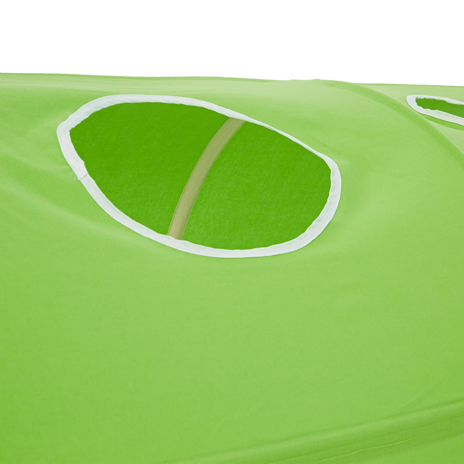 Loft Bed for Kids 90x200 cm White with Curtain in Green | Tunnel | with Slatted Frame and Mattress