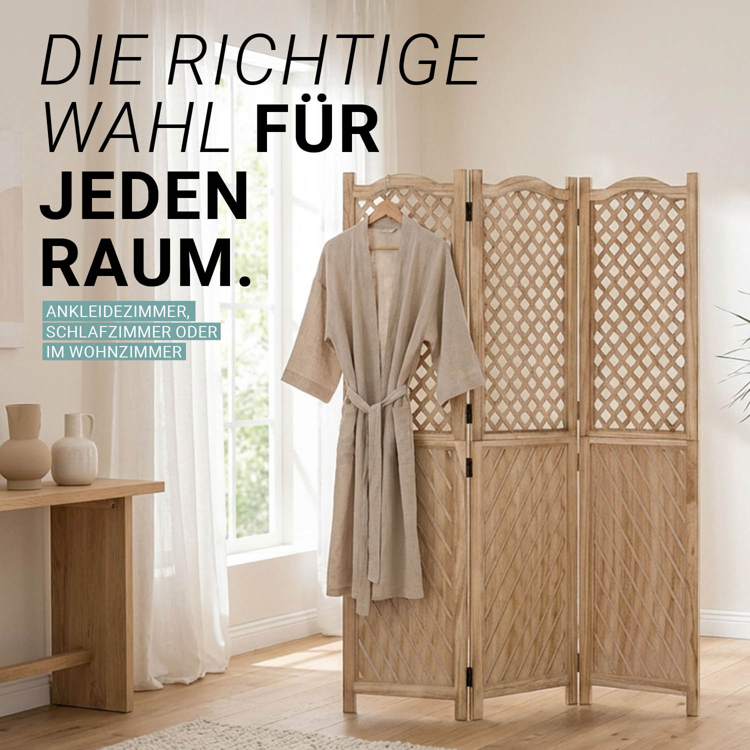 Paravent Natural Various Patterns | 3-panel | Wood | Room Divider Partition Privacy Screen