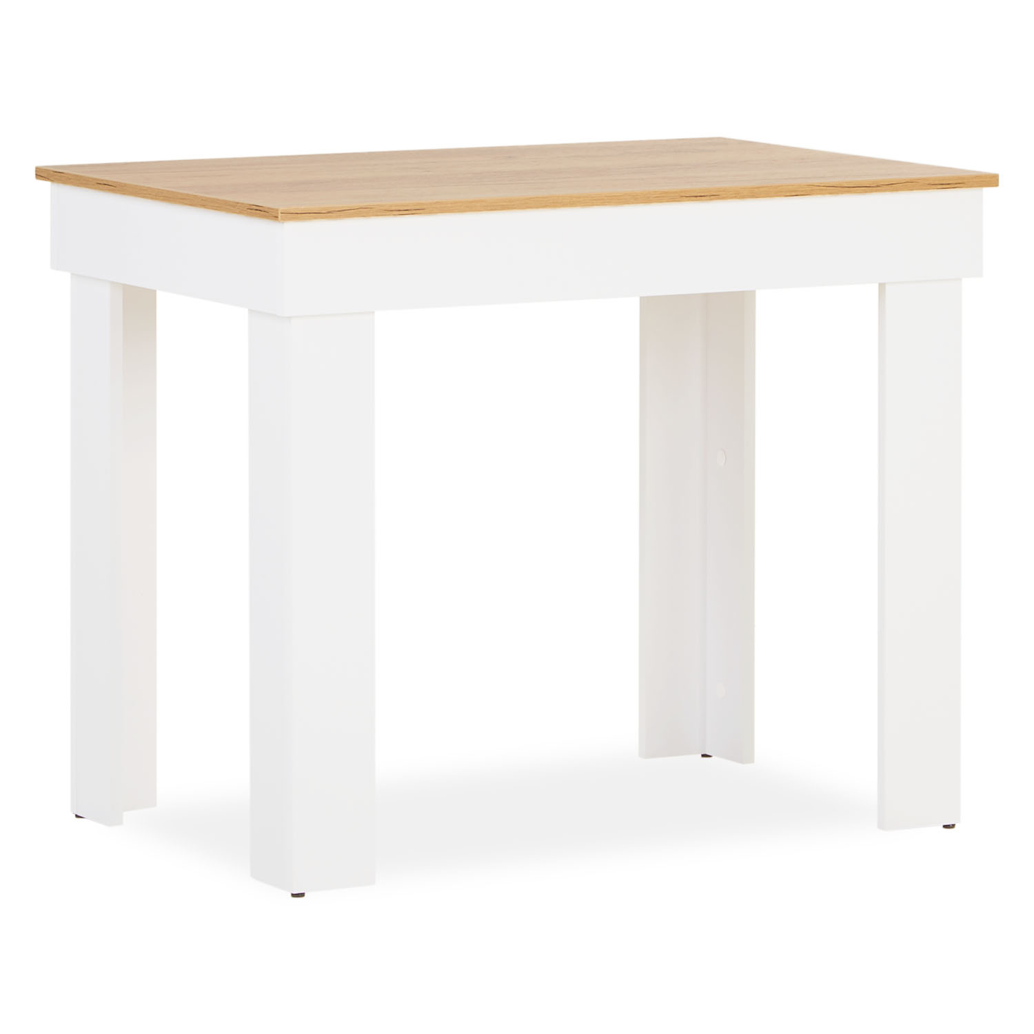 Modern Dining Table White Wood Oak 90x60 cm with 2 Grey Velvet Chairs Dining Room Table Wooden Table