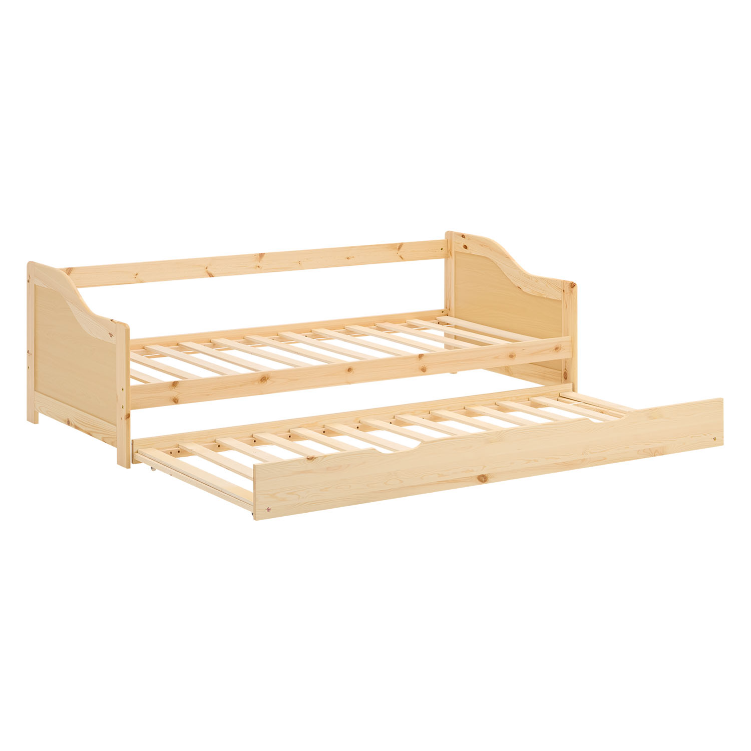 Wood Bed 90x200 cm Natural | Extendable | Cabin Bed | with Mattress | Kids Youth Guest Bedroom