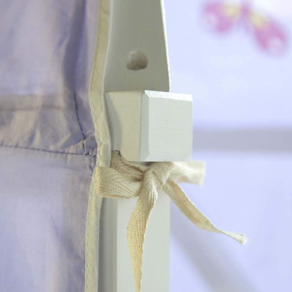 Loft Bed Kids 90x200 cm White with Curtain Purple Castle | Tower | Slide | without Slatted Frame