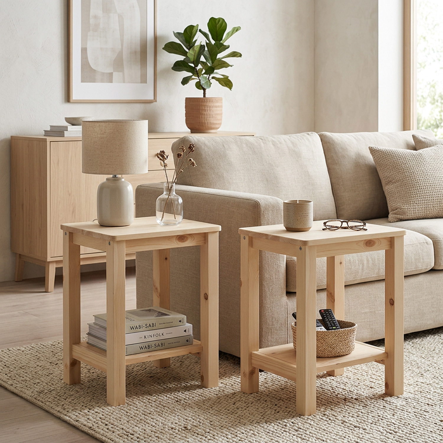 Wooden Stool Set of 2 Seat Stool Pine Wood Solid Table Stool Wardrobe Dining Room Dressing Room
