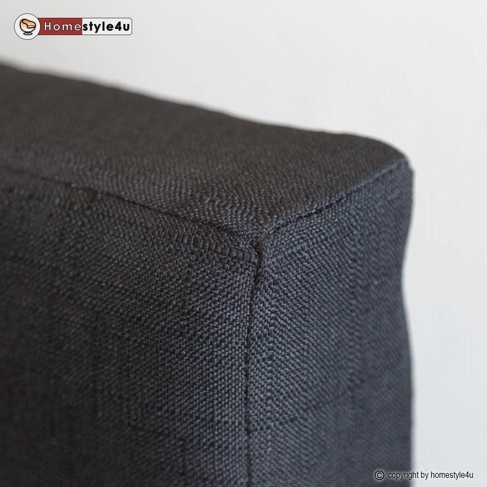 Upholstered bed 140x200 cm black | with slatted frame | double fabric bed frame