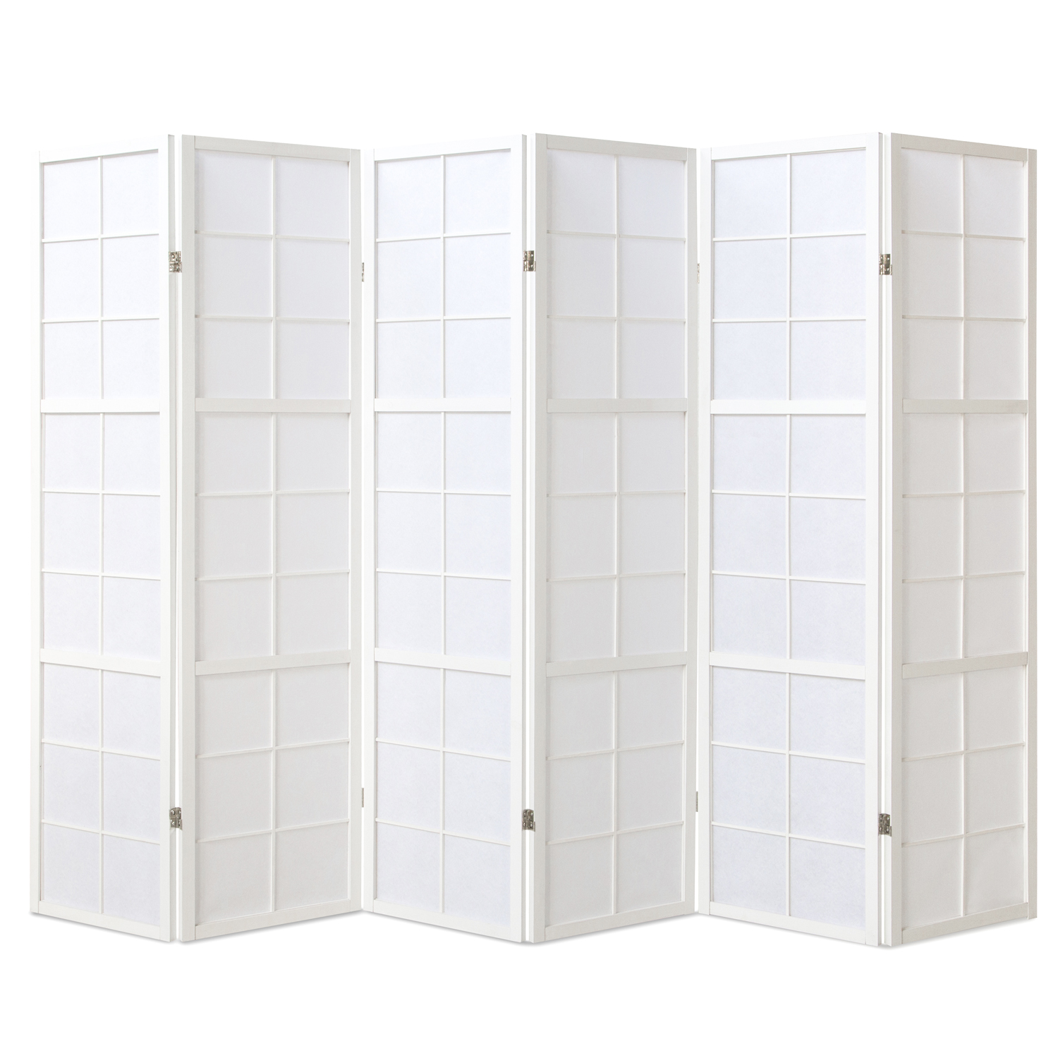 White Shoji Rice Paper Screen | 6-panel | Wood | Room Divider, Partition, Privacy Screen