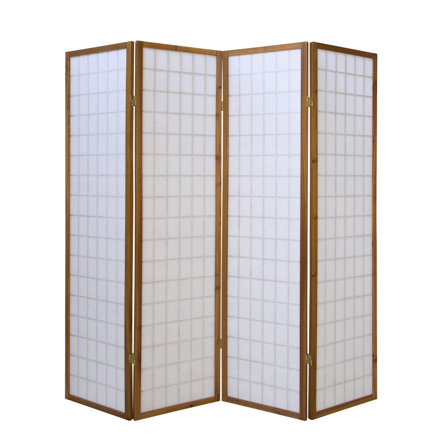 Screen Room Divider 4 parts Brown Wood Partition Wall Shoji White Separation Foldable