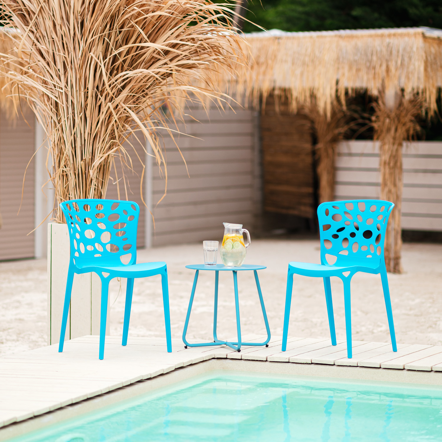 Garden chair Set of 6 Modern Blue Camping chairs Outdoor chairs Plastic Stacking chairs Kitchen chairs