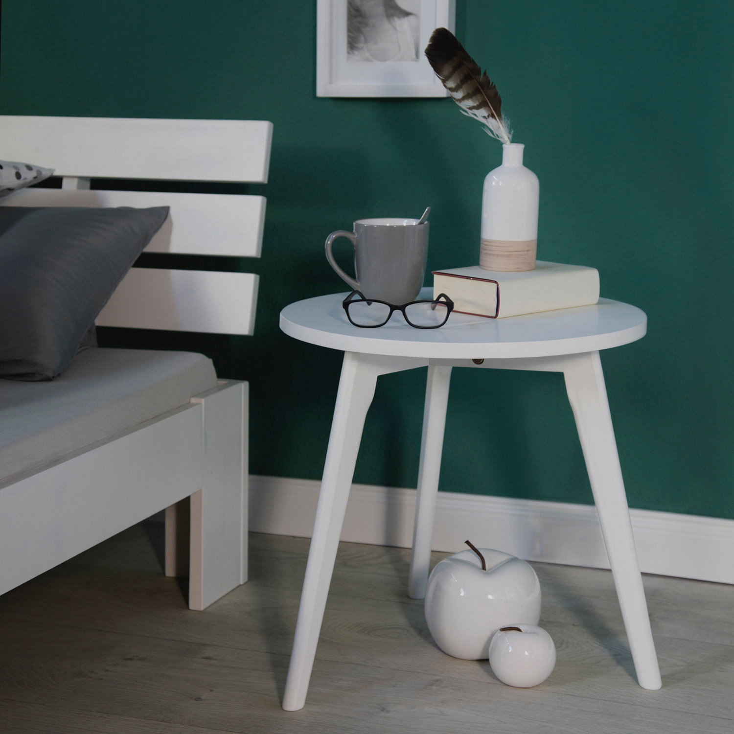 Wood Bed 160x200 cm White | Double Bed | with 2 Mattress | Solid | Kids Youth Guest Bedroom