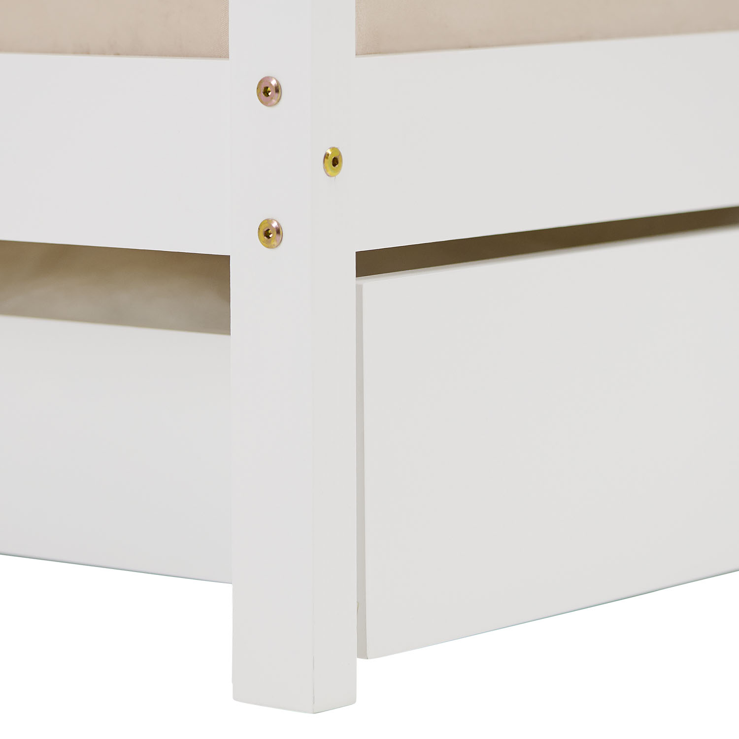 Children's Bed 90x200 cm White | House Bed with Fall Protection and Bed Drawer | Montessori | Single Bed | with Slatted Frame | Wood