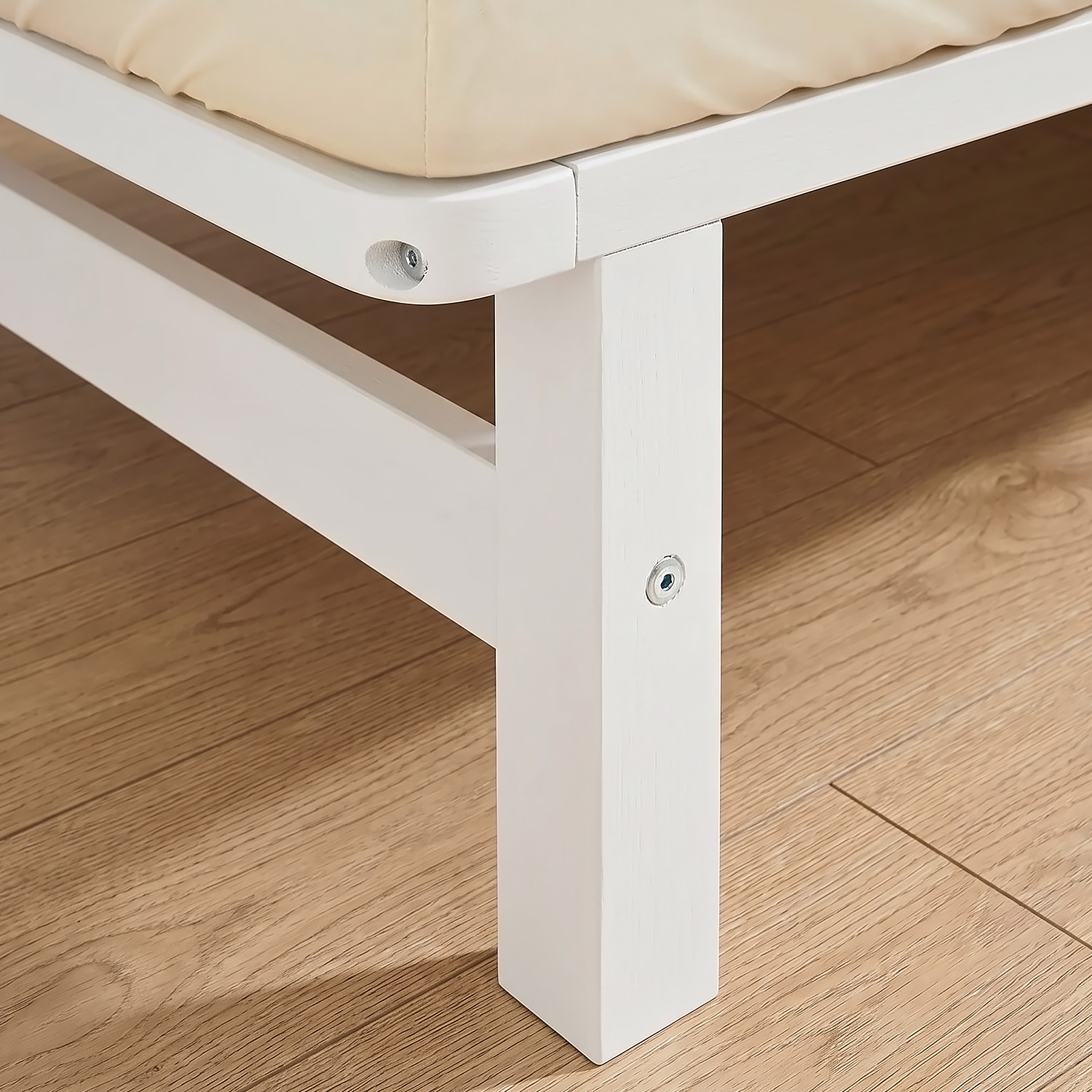 120x200 cm White Pallet Bed – Wooden Double Bed with Slatted Base for Teen Rooms, Guest Rooms, and Bedrooms