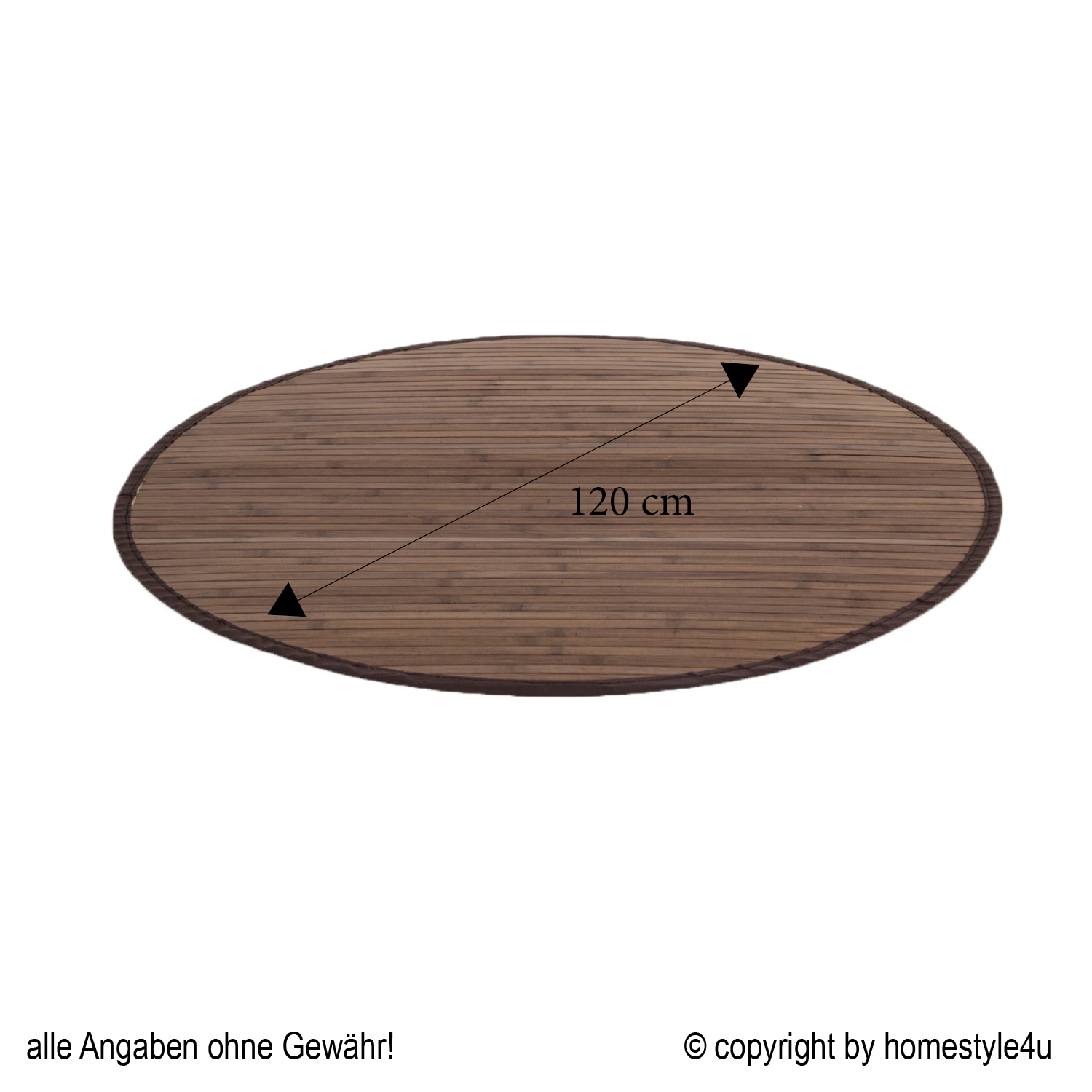 Bamboo carpet Rug 120 cm round in dark brown