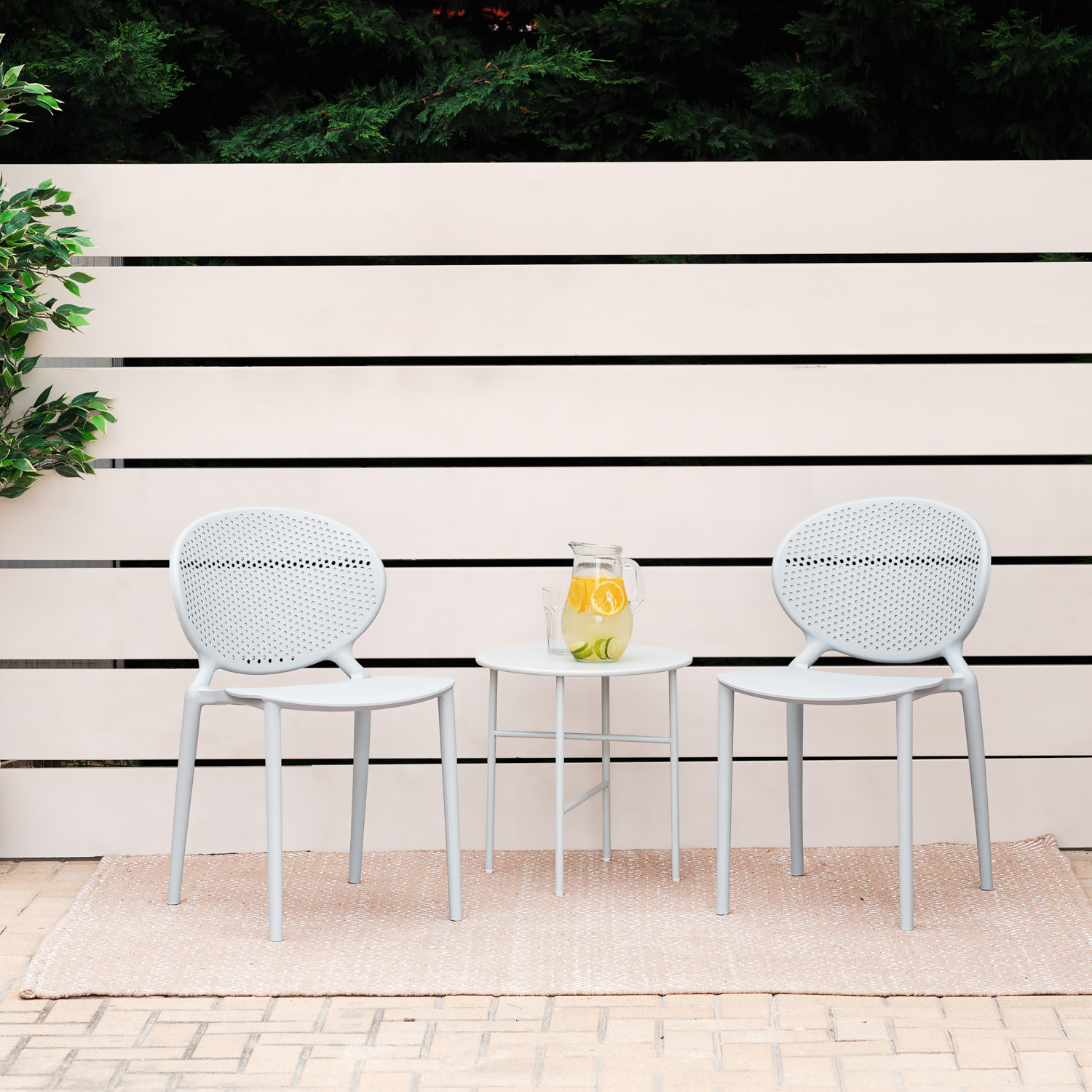 Modern Garden chair Set of 4 Grey Camping chairs Outdoor chairs Plastic Stacking chairs Kitchen chairs