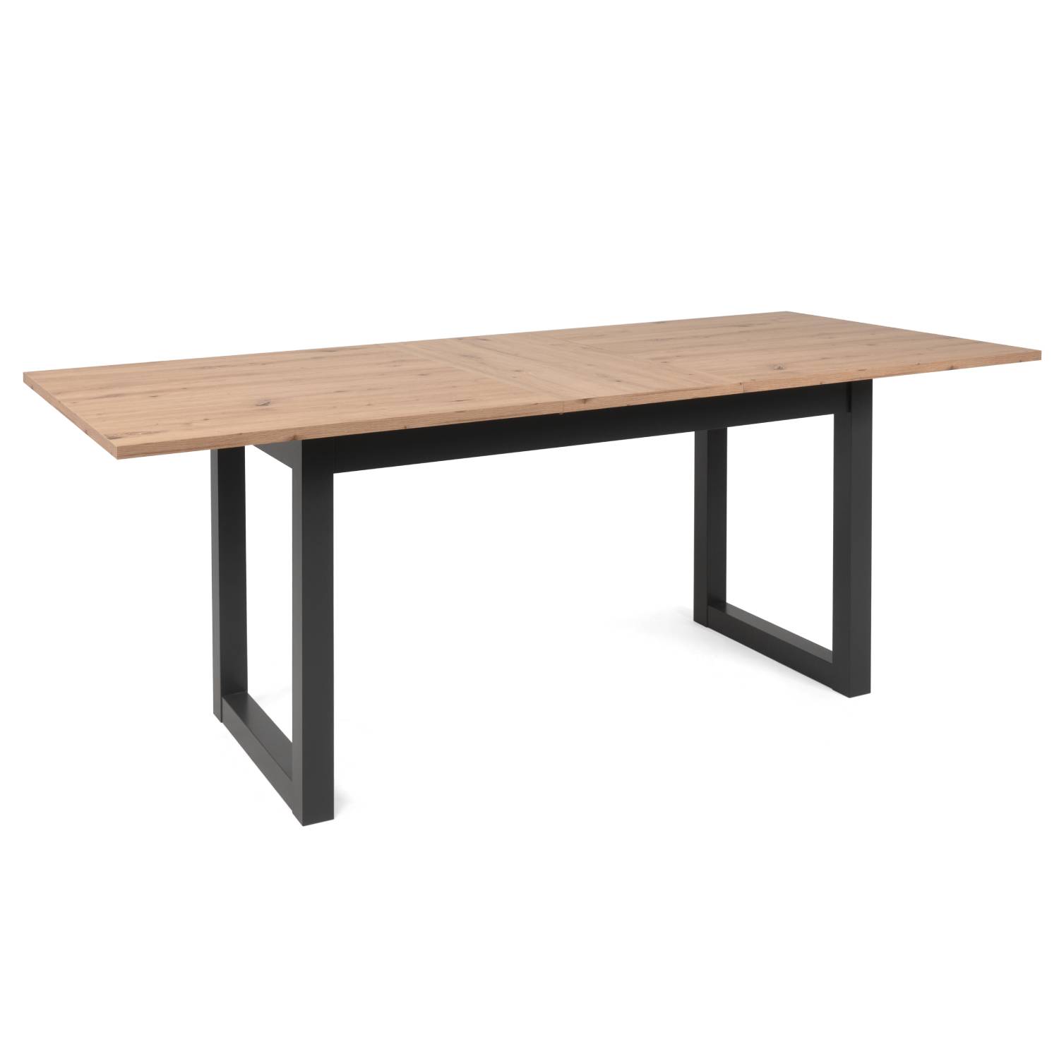 Solid wood extendable dining table with metal-look frame – industrial style for dining room and eat-in kitchen