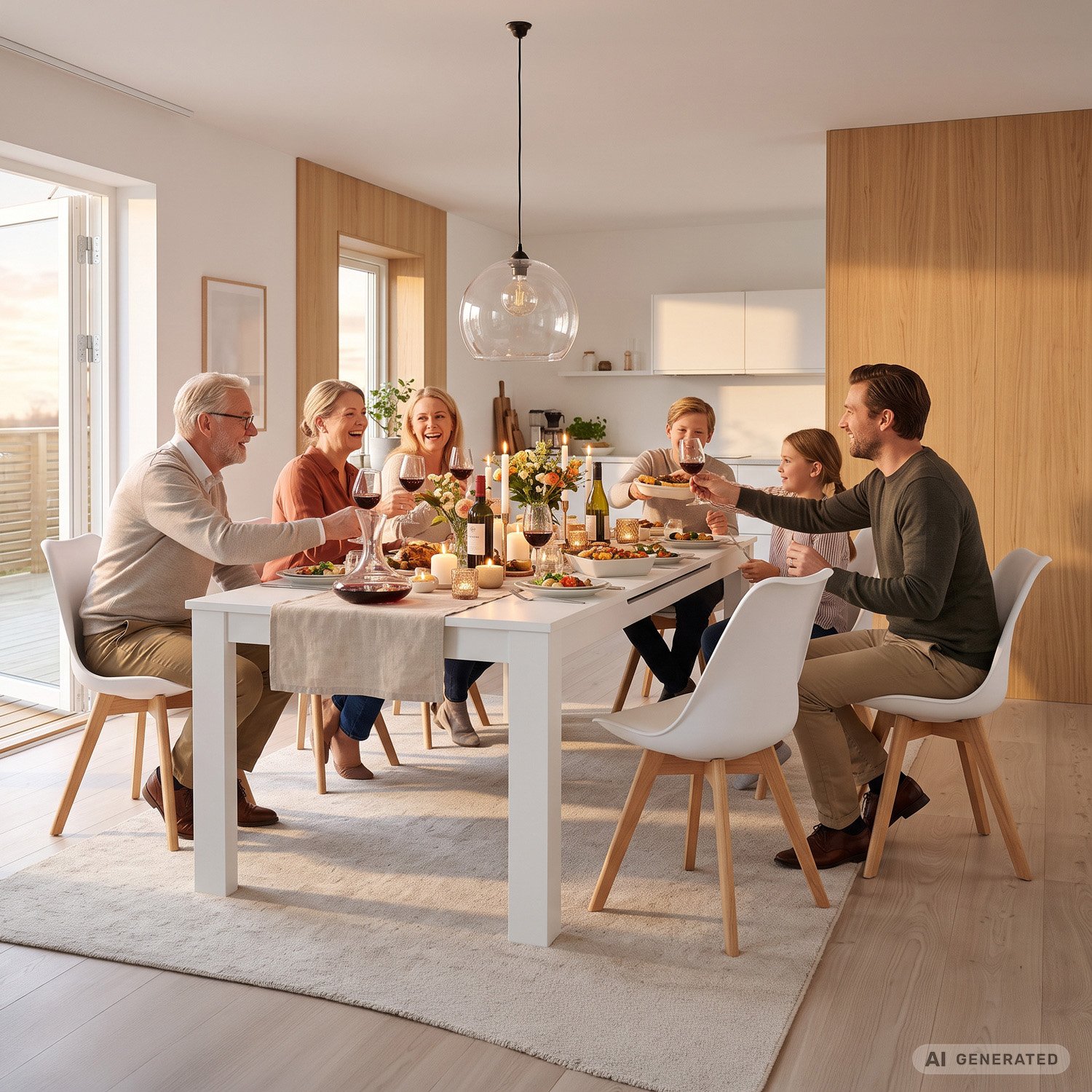 Modern Dining Table Kitchen Table Wooden Table 125x80 cm White 6 Seater Extendable