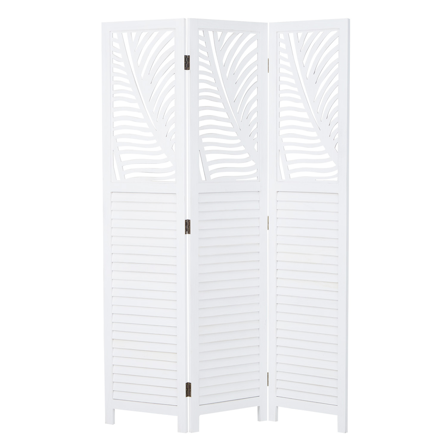 Paravent White Rattan-Style Decorations | 3-panel | Wood | Room Divider Partition Privacy Screen