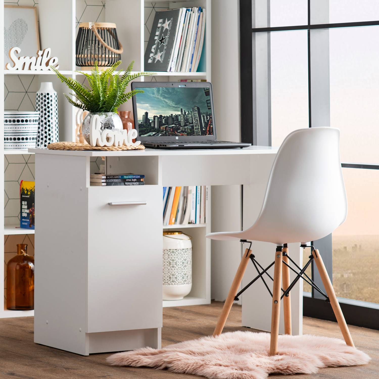 Desk computer table office table nature white 50x100 work table wood space-saving