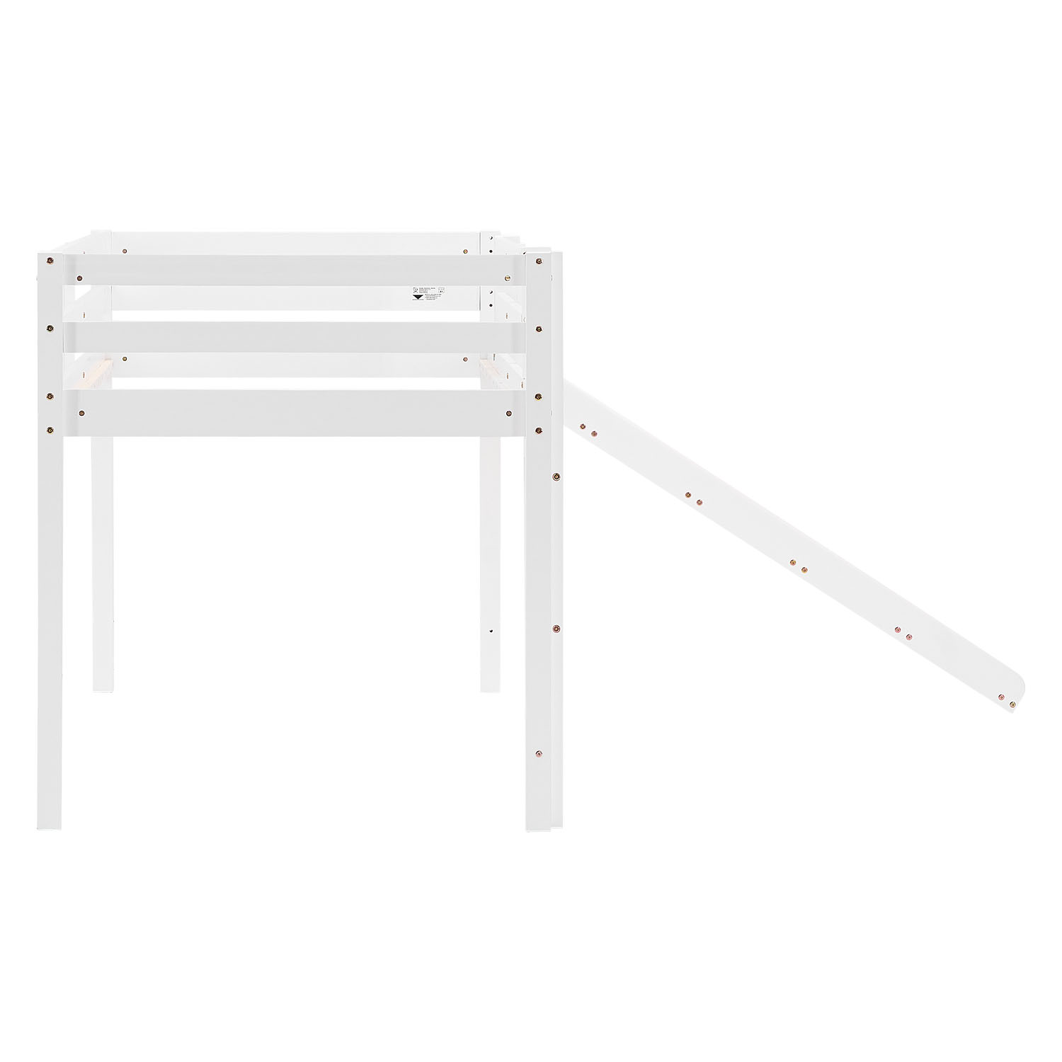 Loft Bed Kids 90x200 cm White | Slide | without Slatted Frame