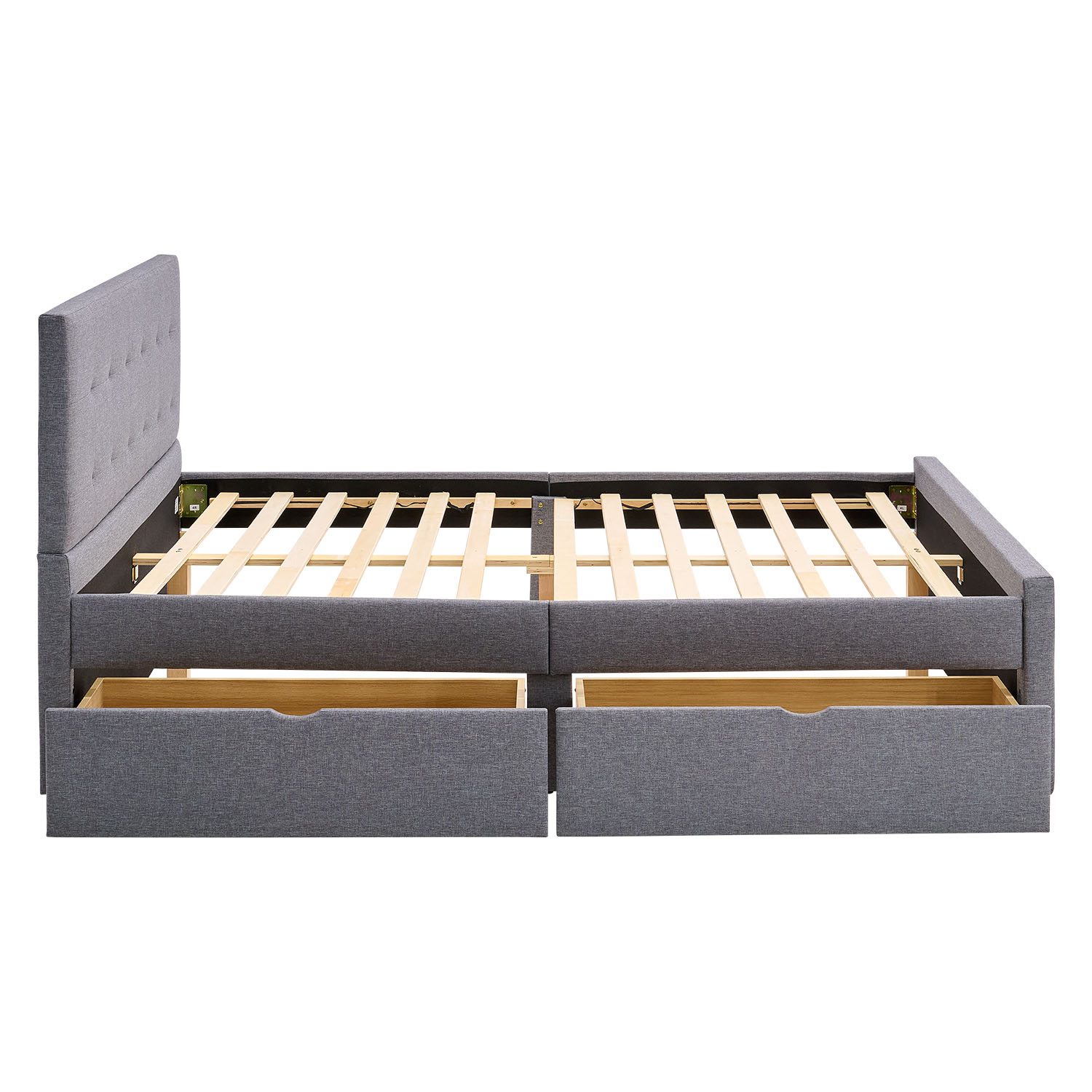 Upholstered bed 120x200 cm grey anthracite | with slatted frame | with 2 bed drawers | double fabric bed frame