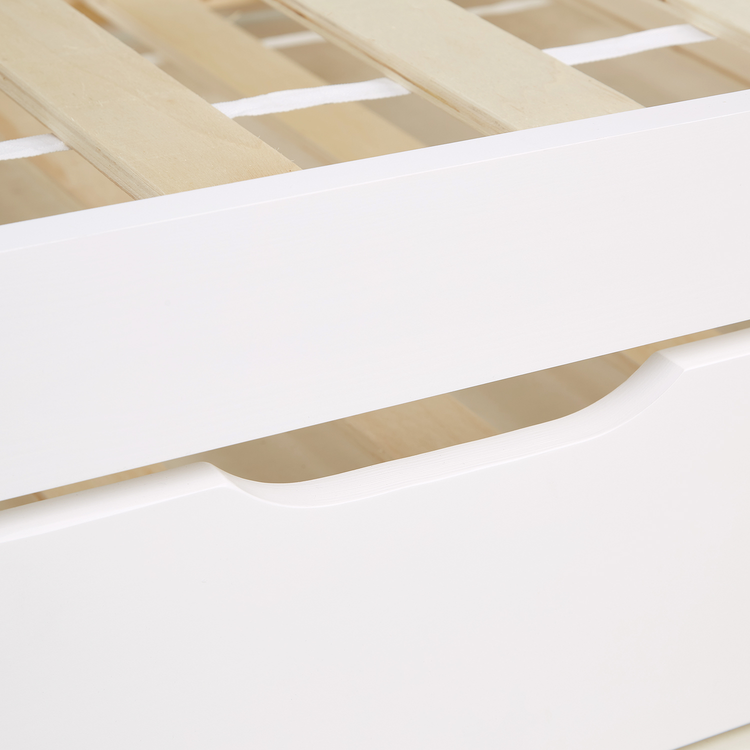 Wooden Bed 90x200 cm White | Extends to a Double Bed | Bunk Bed | With Slatted Base | Pull-Out Bed, Functional Bed, Duo Bed