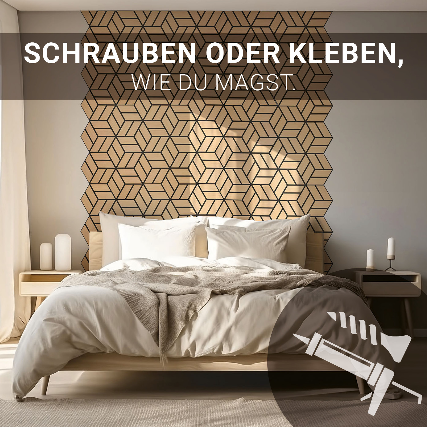 Akustikpaneele Holz 30 x 26 cm Braun Grau Natur Paneele Hexagon Wandpaneele 3D Wandpaneel Wandverkleidung Dekorpaneel
