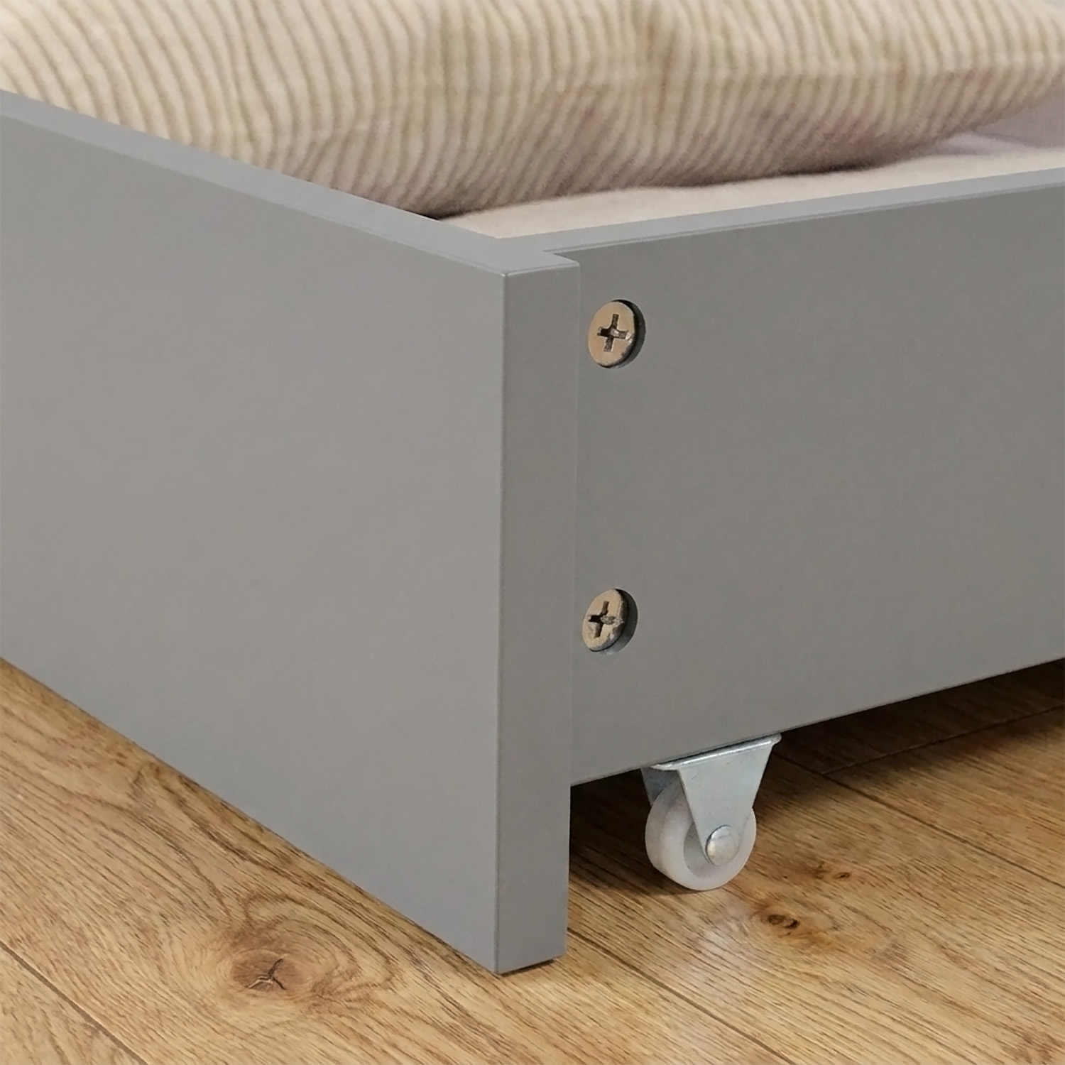 Wooden Bed 90x200 cm Gray | Single Bed with Storage | With Slatted Base | Solid Wood | Children's, Teen, or Guest Bedroom