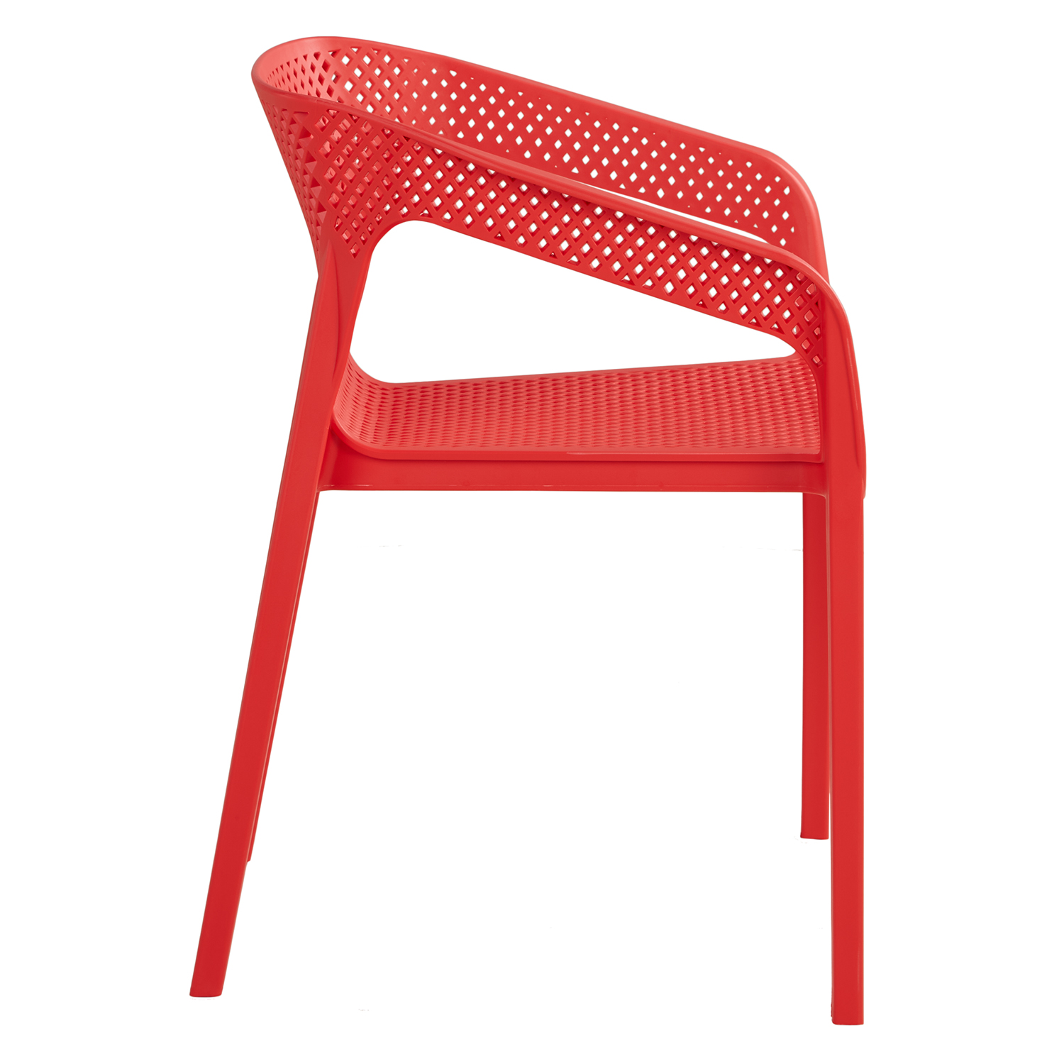 Gartenstuhl mit Armlehnen 6er Set Gartensessel Rot Stühle Kunststoff Stapelstühle Balkonstuhl Outdoor-Stuhl