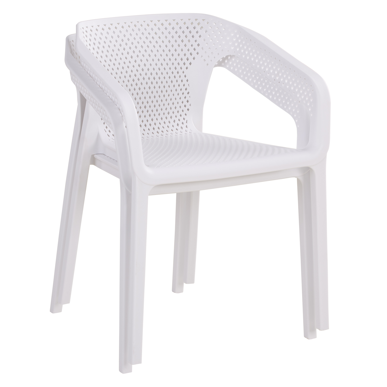 Set of 2 Garden chair with armrests Camping chairs White Outdoor chairs Plastic Egg chair Lounger chairs Stacking chairs
