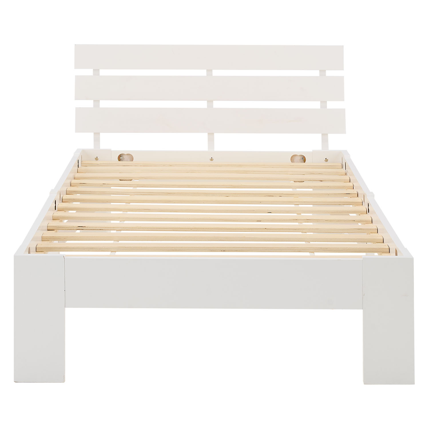 Wood Bed 90x200 cm White | Single Bed | with Spring Mattress | Solid | Youth Guest Bedroom