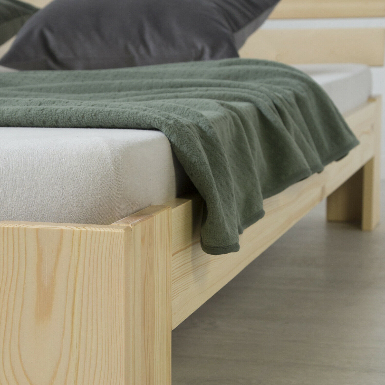 Wood Bed 140x200 cm Natural | Double Bed | with Slatted Frame | Solid | Kids Youth Guest Bedroom Wood Bed 180x200 cm Natural | Double Bed | with Slatted Frame | Solid | Kids Youth Guest Bedroom
