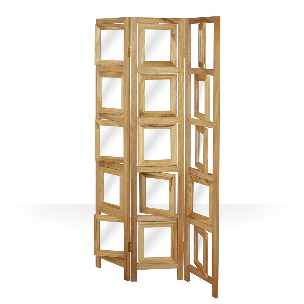 Paravent Pictures Photos Natural | 3-panel | Wood | Room Divider Partition Privacy Screen