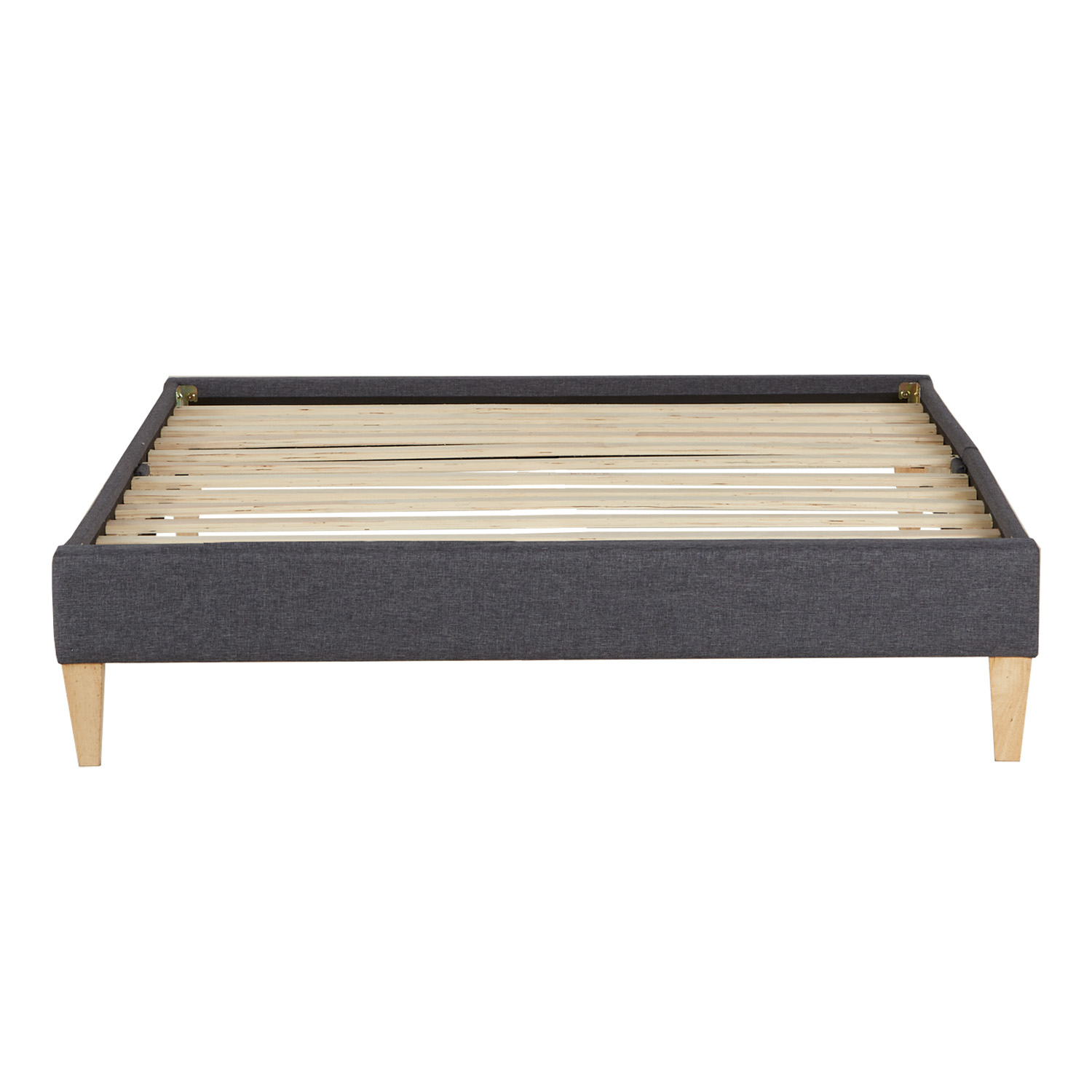Upholstered Bed 90x200 cm with Slatts Grey Fabric Bed Single Bed Futon Bed Frame Platform Bed