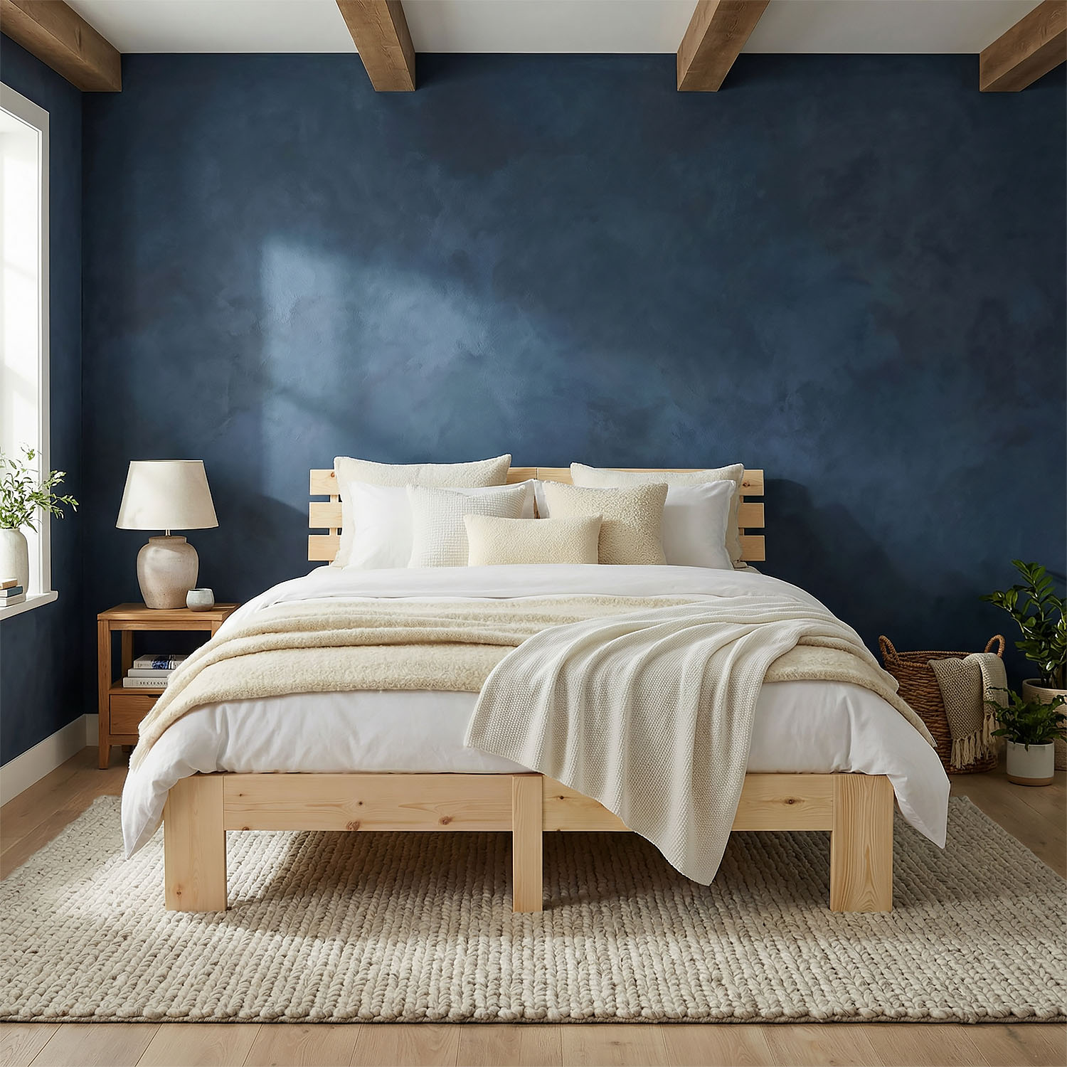 Wood Bed 180x200 cm Natural | Double Bed | with Slatted Frame | Solid | Kids Youth Guest Bedroom