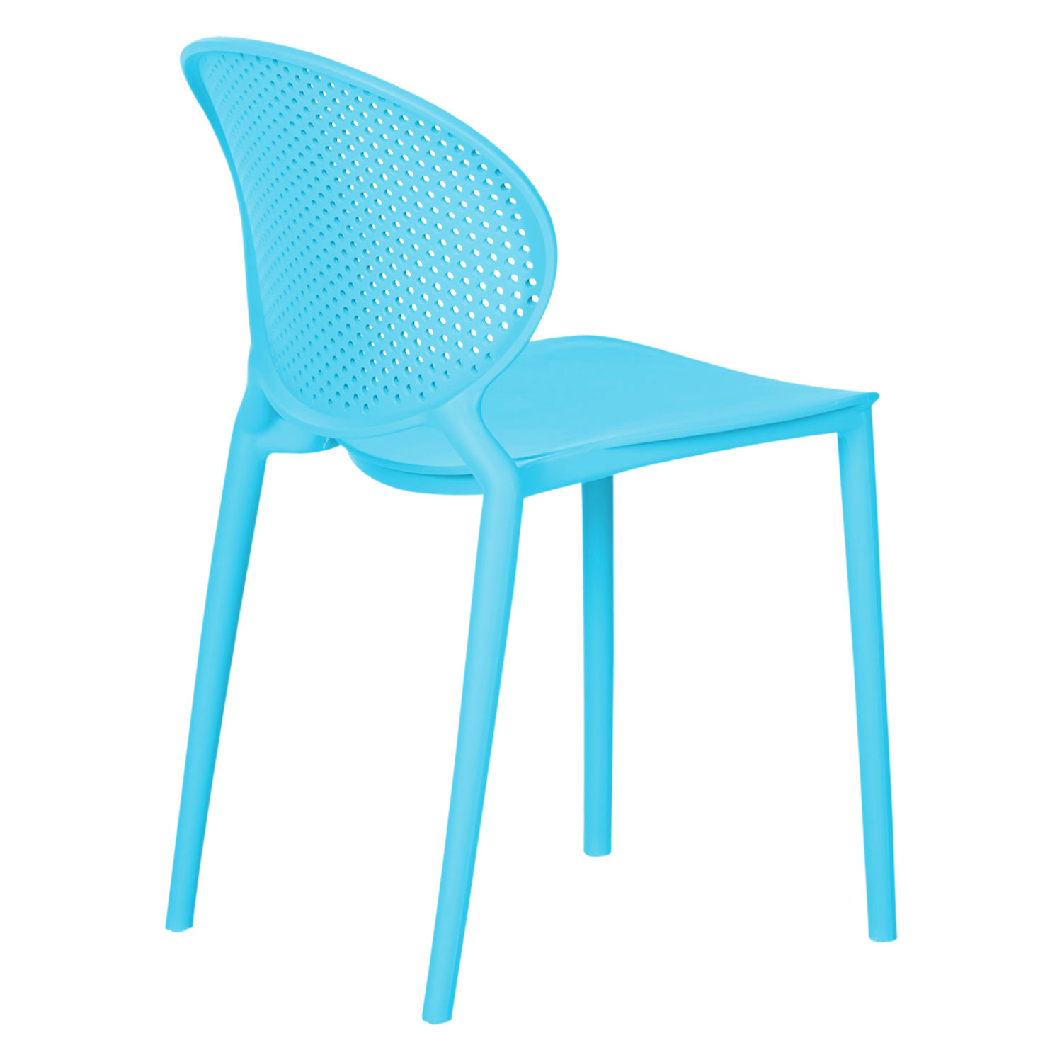 Modern Garden chair Set of 4 Blue Camping chairs Outdoor chairs Plastic Stacking chairs Kitchen chairs