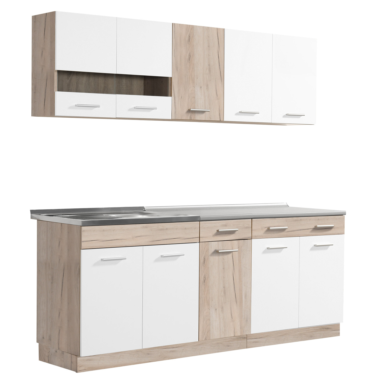 Kitchen Unit without Appliances 200 cm White | Oak | Single Kitchen | Mini Kitchen | Kitchen Element