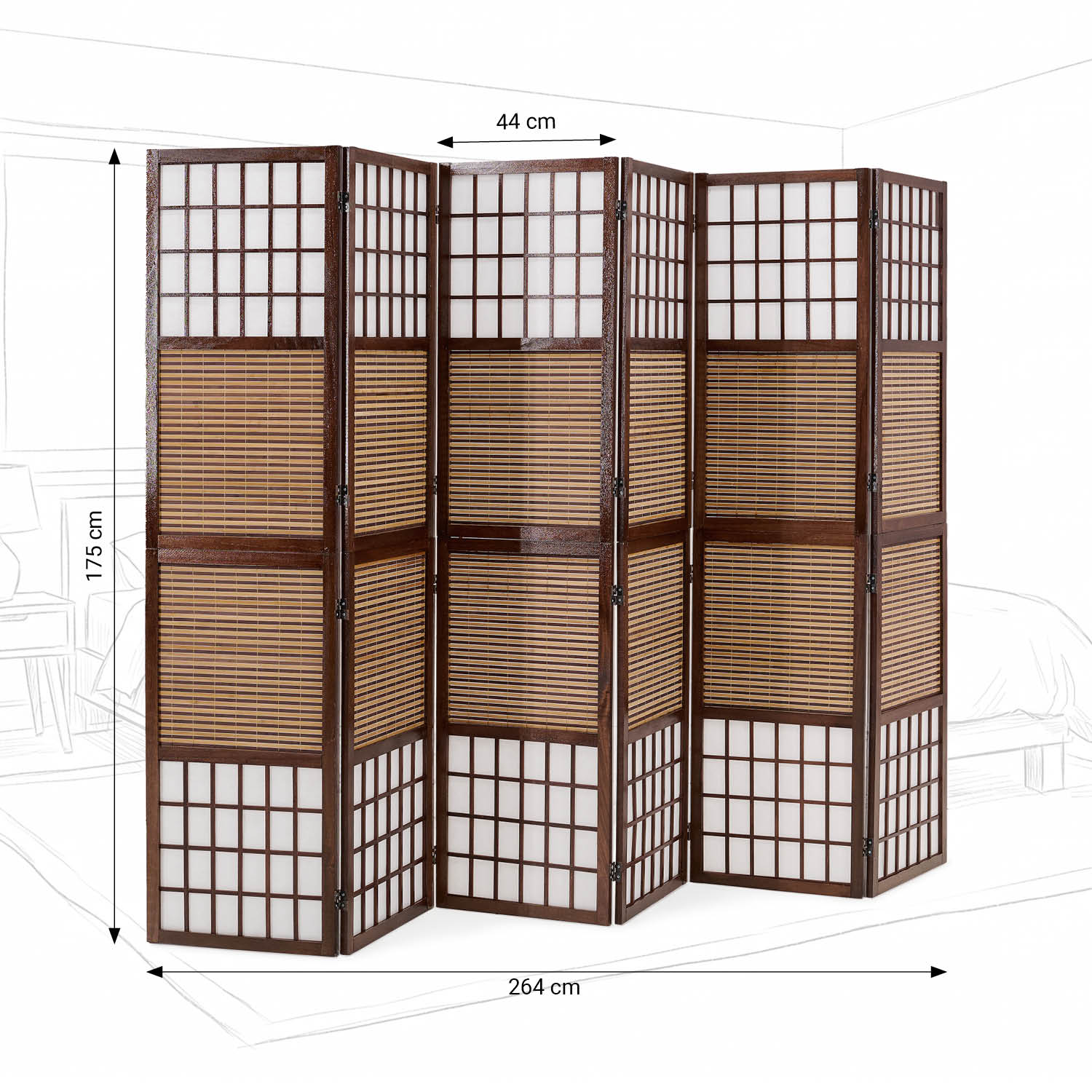 Paravent room divider 3 4 5 6 parts wood partition wall privacy screen black brown