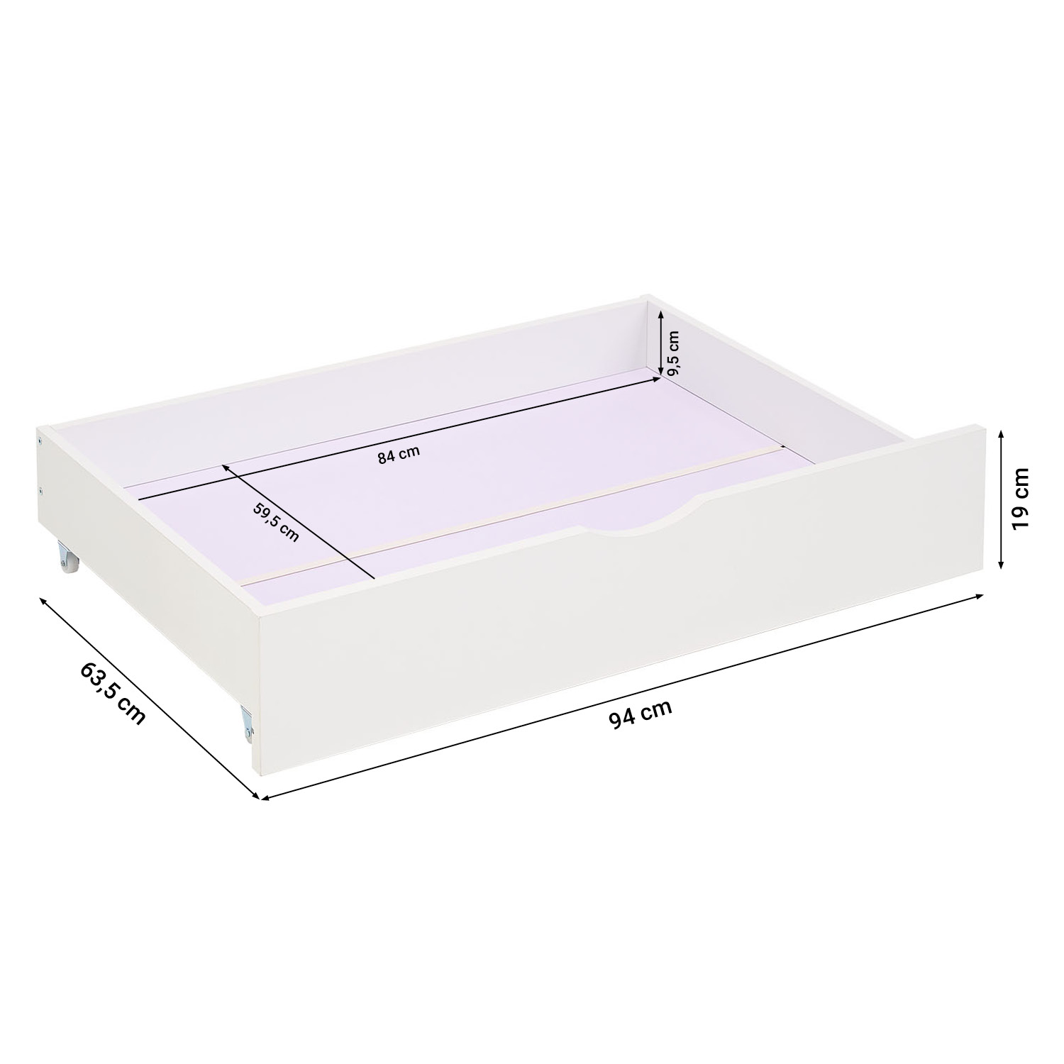 Set of 2 White Underbed Drawers on Wheels – Wooden Storage Solution