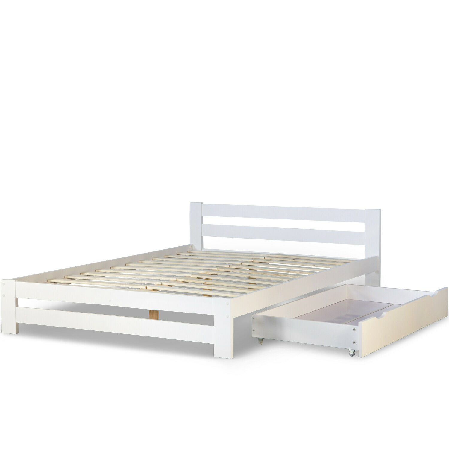 Double Bed 140x200 White Bed Drawer Daybed Wooden Bed Frame Pine