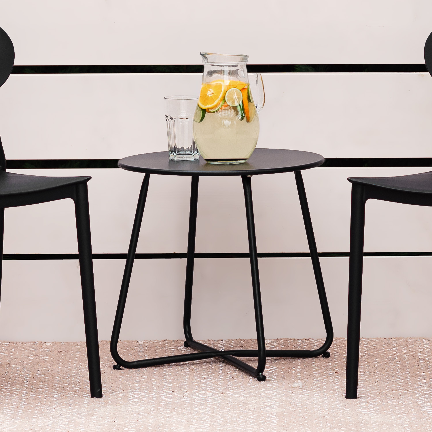 Beistelltisch Metall Rund Schwarz Indoor Outdoor|Homestyle4u