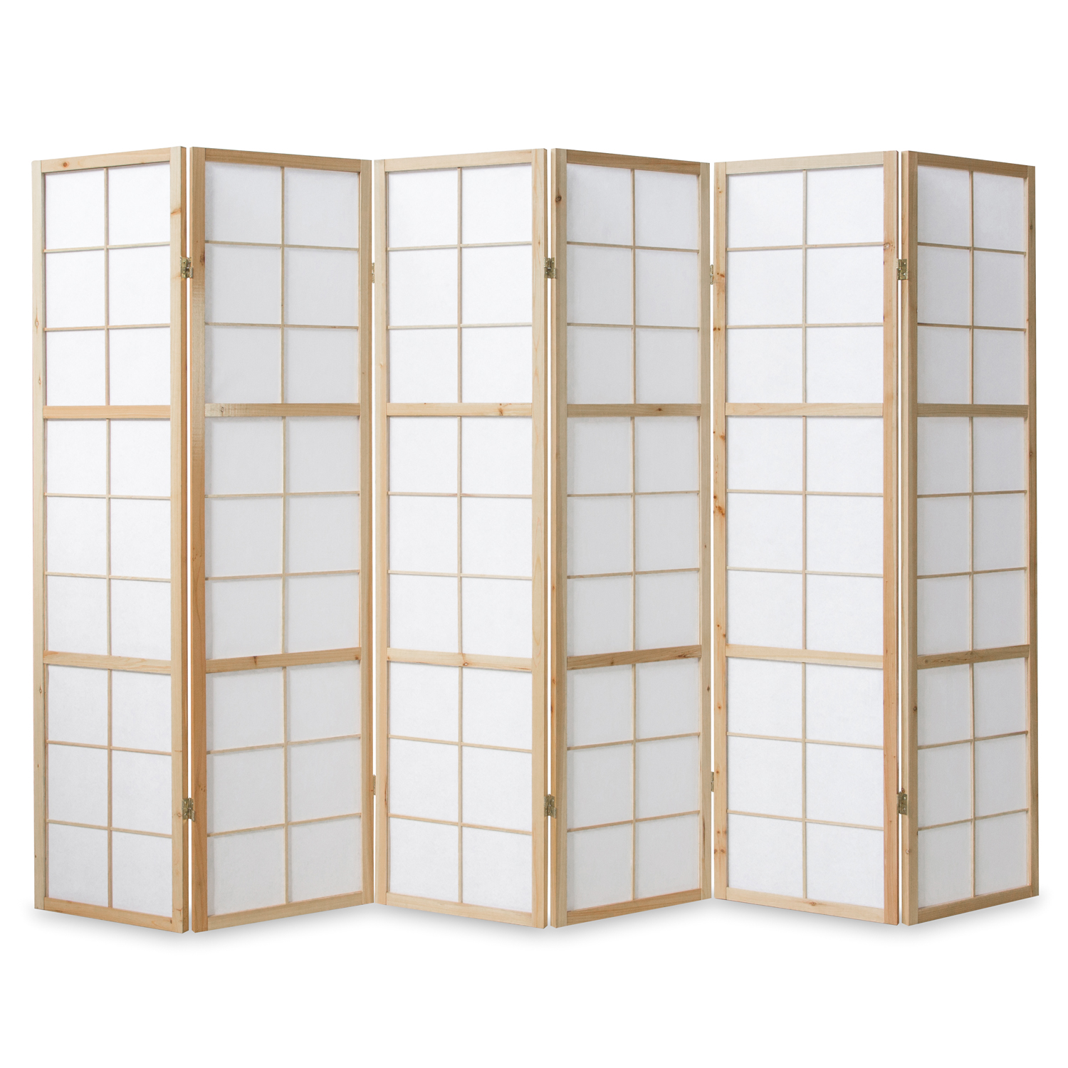 Natural Shoji Rice Paper Screen | 6-panel | Wood | Room Divider, Partition, Privacy Screen