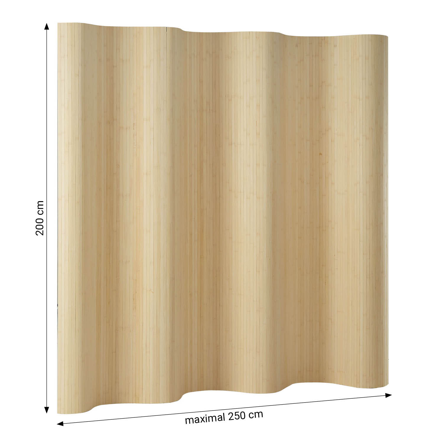 Paravent Séparation de pièce Cloison en bambou 200 x 250 cm Protection visuelle mur espagnol naturelle