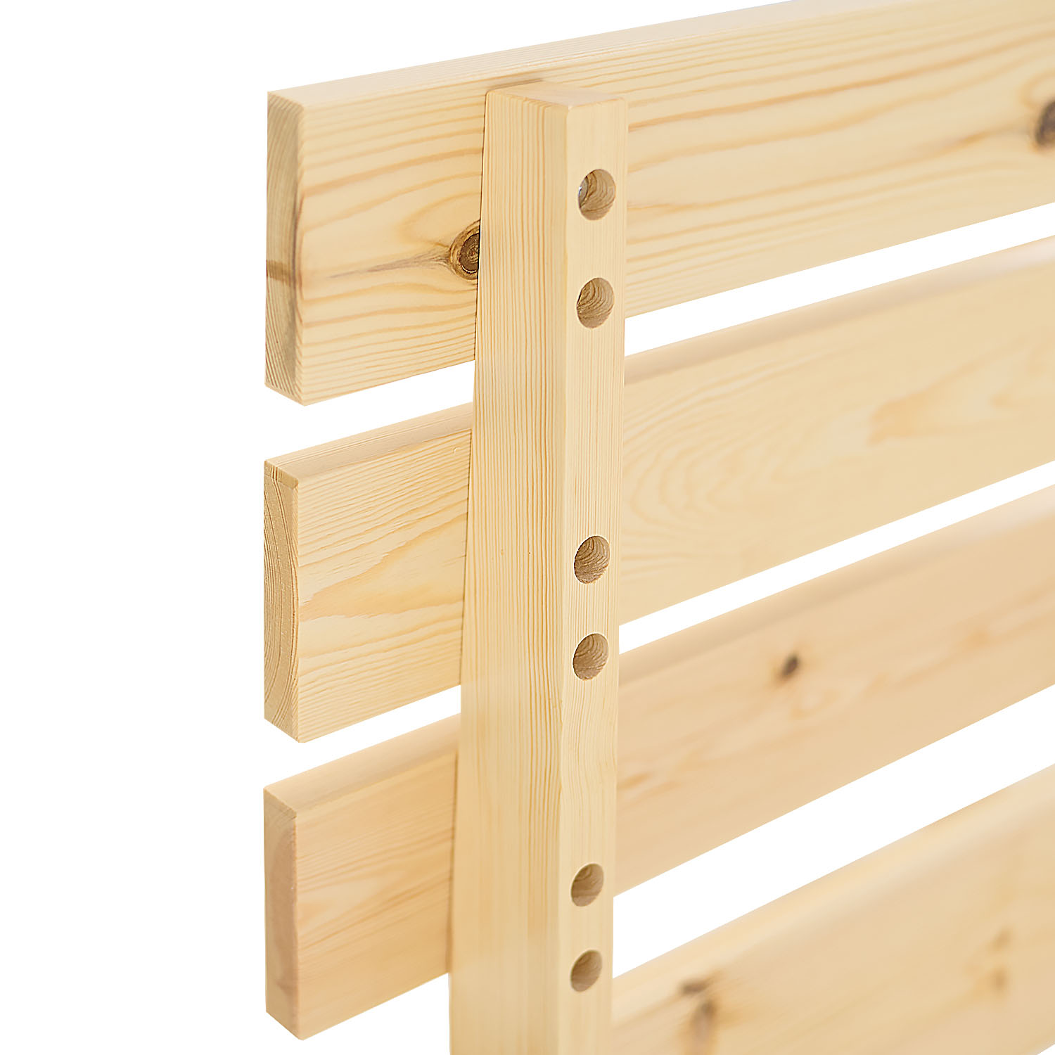 Wood Bed 180x200 cm Natural | Double Bed | with Spring Mattress | Solid | Youth Guest Bedroom