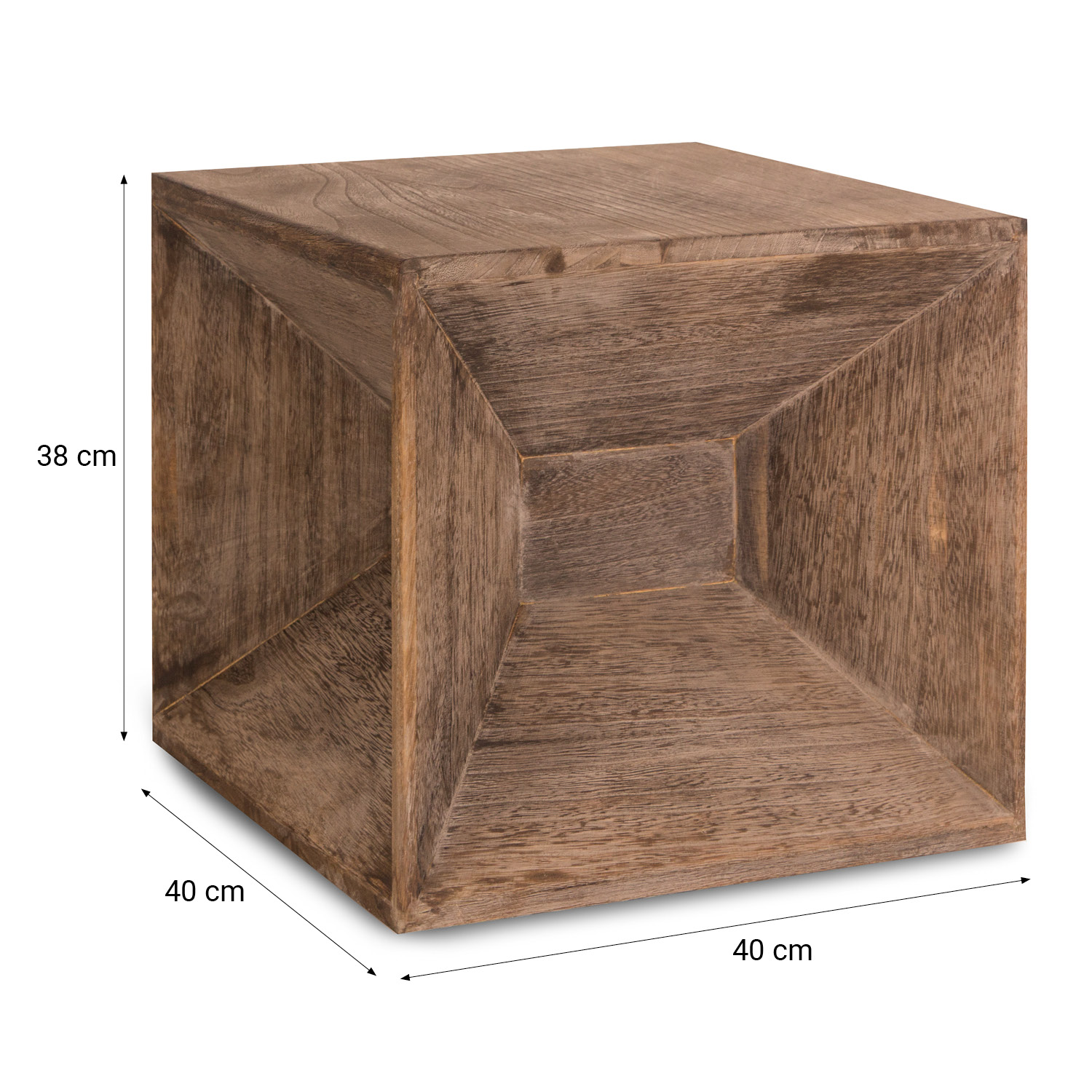 Stool Side Table Wooden Seating Cube Bedside Table Brown Vintage