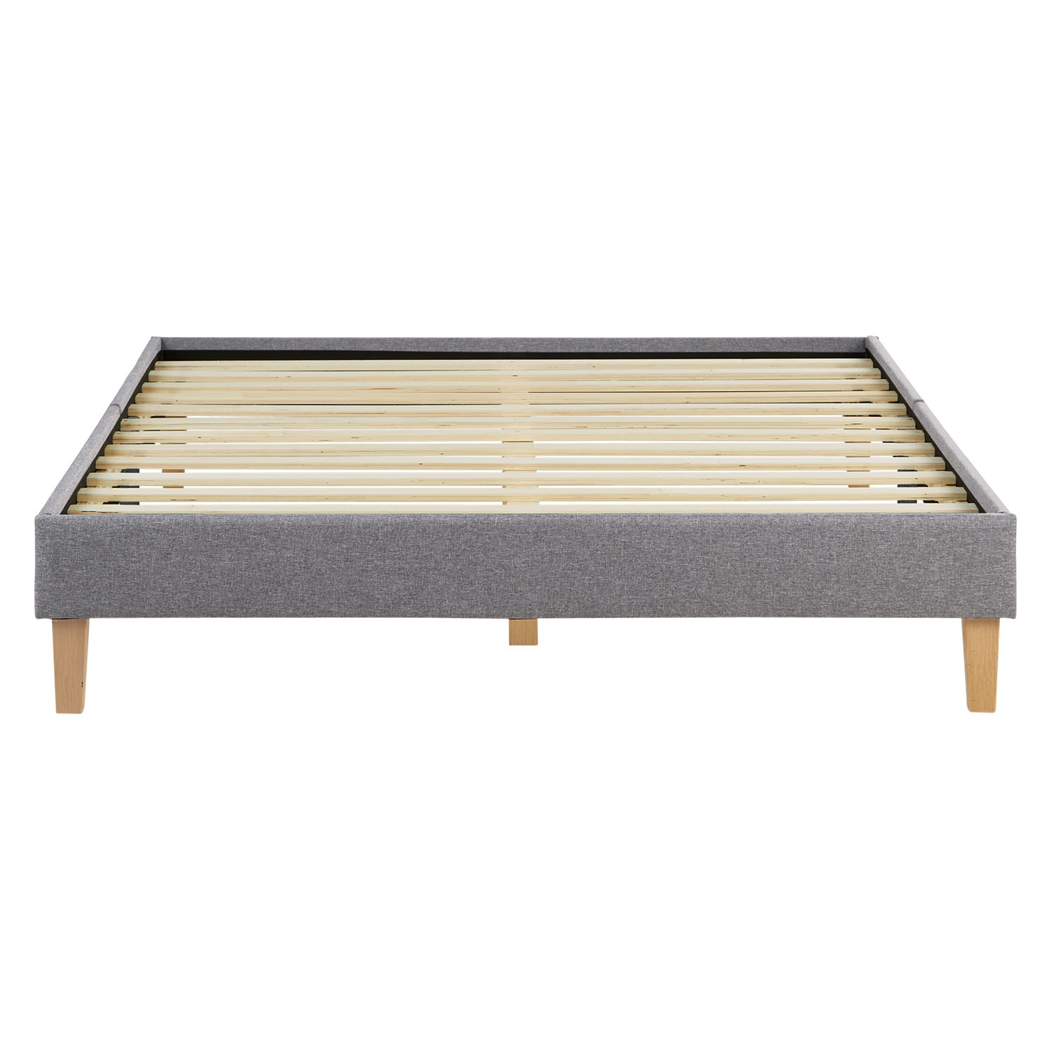 Upholstered bed 140x200 cm grey | futon bed | with slatted frame | double fabric bed frame