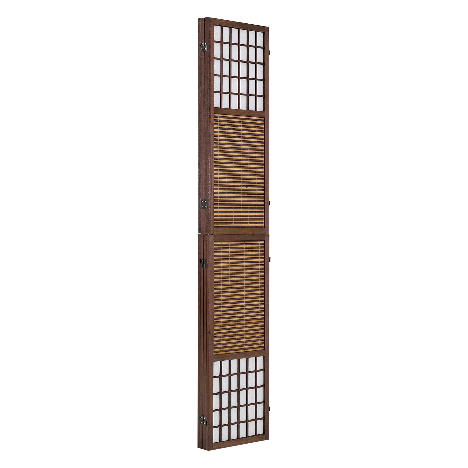 Paravent Brown Bamboo Shoji Rice Paper White Height 200 cm | 4-panel | Wood | Room Divider Partition Privacy Screen