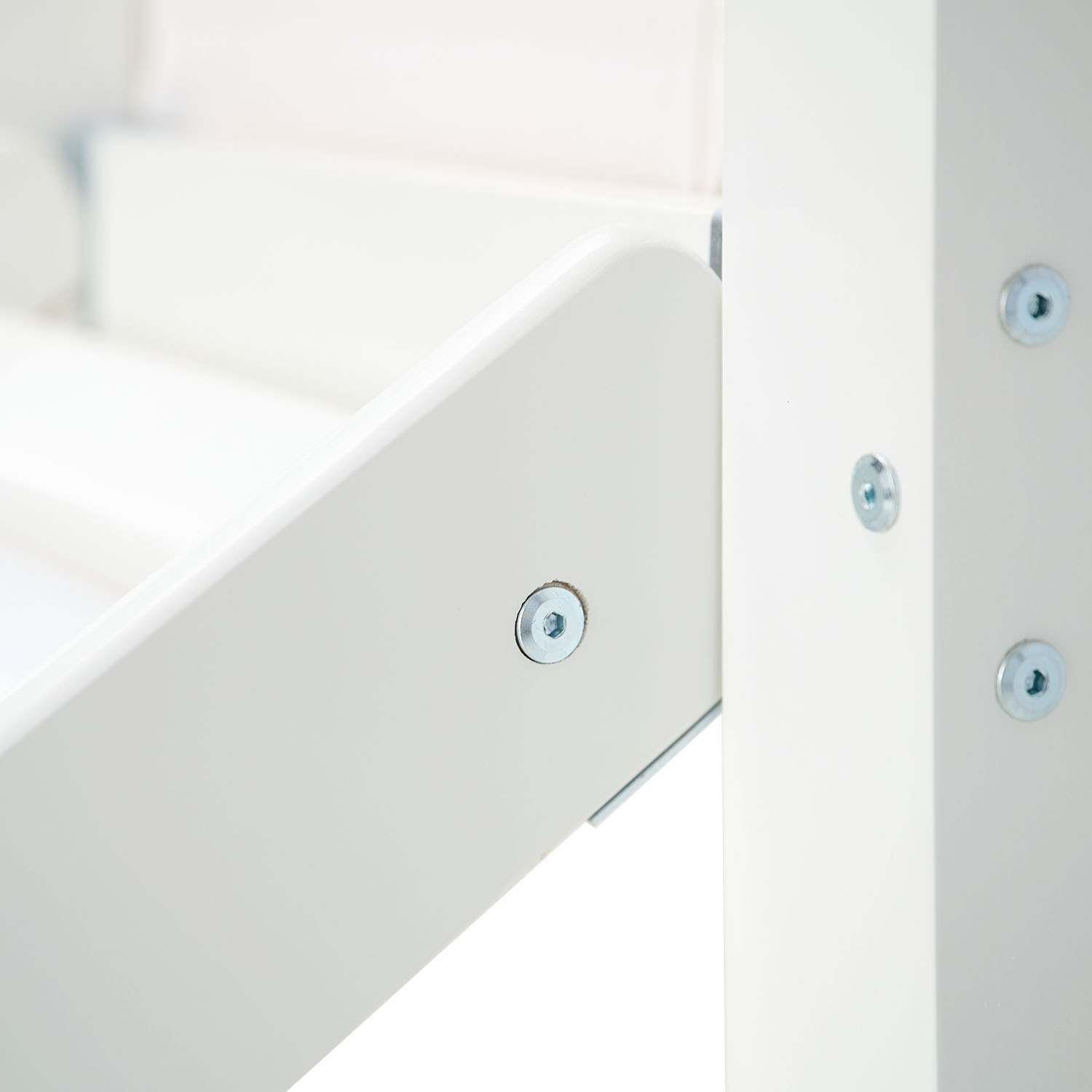Children's Loft Bed 90x200 cm White with Blue Curtain | Slide | Without Slatted Base | For Boys